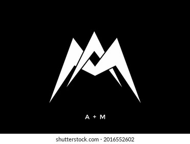 White black color of AM initial letter design