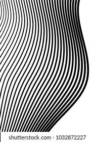 White black color. Linear background. Design elements. Wave of many gray lines. Protective layer banknotes, certificates template. Vector lines of different thicknesses from thin to thick EPS10