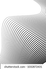 White black color. Linear background. Design elements. Wave of many gray lines. Protective layer banknotes, certificates template. Vector lines of different thicknesses from thin to thick EPS10