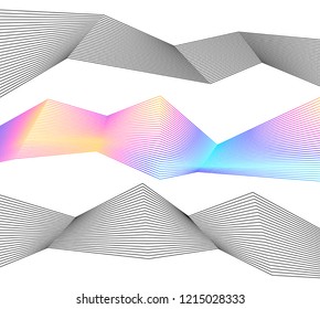White black color. Linear background. Design elements. Poligonal lines. Protective layer for banknotes, certificates template. Vector Vector lines of different thicknesses from thin to thick EPS 10