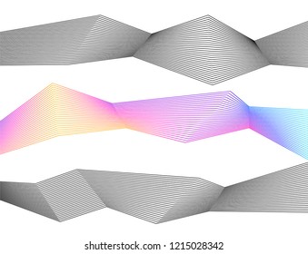 White black color. Linear background. Design elements. Poligonal lines. Protective layer for banknotes, certificates template. Vector Vector lines of different thicknesses from thin to thick EPS 10