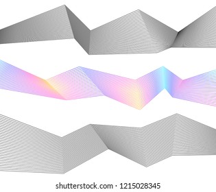 White black color. Linear background. Design elements. Poligonal lines. Protective layer for banknotes, certificates template. Vector Vector lines of different thicknesses from thin to thick EPS 10