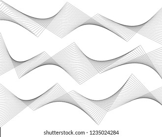 White black color. Linear background. Design elements. Poligonal lines. Protective layer for banknotes, certificates template. Vector Vector lines of different thicknesses from thin to thick EPS 10