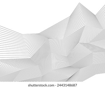 White black color. Linear background. Design elements. Poligonal lines. Protective layer for banknotes, certificates template. Vector Vector lines of different thicknesses from thin to thick EPS 10