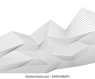 White black color. Linear background. Design elements. Poligonal lines. Protective layer for banknotes, certificates template. Vector Vector lines of different thicknesses from thin to thick EPS 10