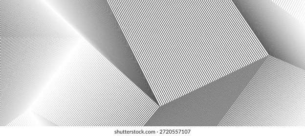 Cor preta branca. Plano de fundo linear. Elementos de design. Linhas poligonais. Camada de proteção para notas de banco, modelos de certificados. Linhas vetoriais de diferentes espessuras, da fina à espessa EPS 10