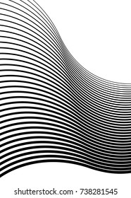 White black color. Linear background. Design elements. Wave of many gray lines. Protective layer banknotes, certificates template. Vector Vector lines of different thicknesses from thin to thick EPS10
