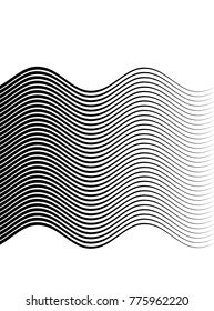 White black color. Linear background. Design elements. Wave of many gray lines. Protective layer banknotes, certificates template. Vector Vector lines of different thicknesses from thin to thick EPS10