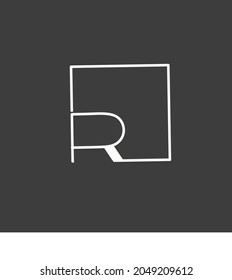 White and black color of R initial logo design