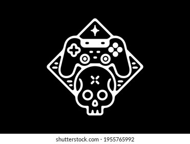 White and black color of skeleton head gaming illustration design
