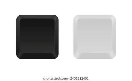 White and black, computer key with clear space isolated on white background. Keyboard shortcuts. Vector illustration