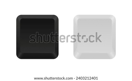 White and black, computer key with clear space isolated on white background. Keyboard shortcuts. Vector illustration