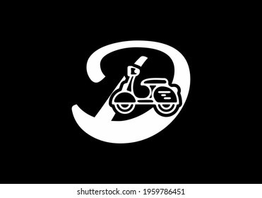 White black D initial letter with scooter sign