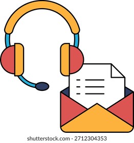 Eine weiße und schwarze Zeichnung eines Headsets und ein Stück Papier mit einer Liste darauf. Die Zeichnung vermittelt die Idee von Kommunikation und Organisation