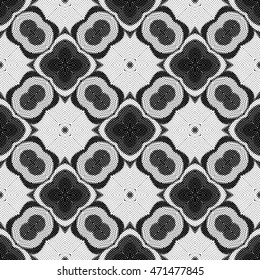 White and Black engraving seamless pattern, vector texture for registration of securities, certificate, or diploma.