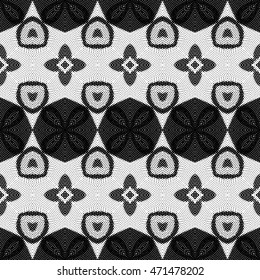 White and Black engraving seamless pattern, vector texture for registration of securities, certificate, or diploma.