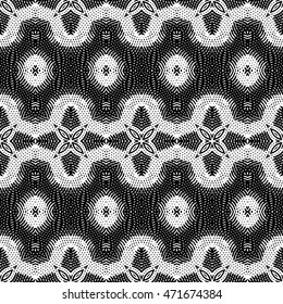 White and Black engraving seamless pattern, vector texture for registration of securities, certificate, or diploma.