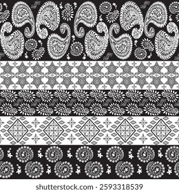 White Black fabric pattern seamless pattern 