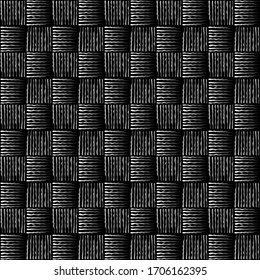 White and black fabric textile material texture pattern for Realistic graphic design wallpaper background. Abstract hand-drawn woven seamless ornament. Vector illustration
