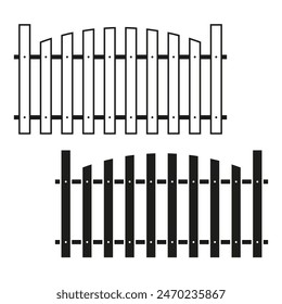 Valla blanca y negra. Diseño lineal simple. Elemento de jardín clásico. Ilustración vectorial.