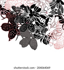 White and black floral background