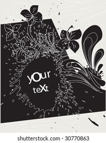 white and black floral background and splash for your text