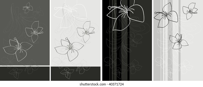  white and black floral background, vector