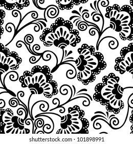 white and  black floral background, which can be used as seamless