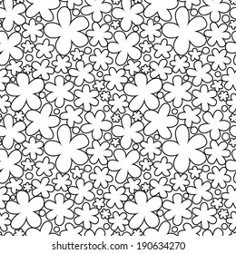 White and black floral seamless pattern. Vector monochrome background. Endless simple texture. Paper textured background. Light contrast pattern fill. 