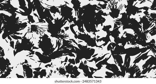 White black flower bush paint grunge , Ethnicity botanical fashion colorful drawing beautiful textile ornamental ogee endless ornament seamless trendy endless pattern illustration stripe vector print