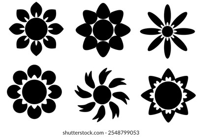 Icono de flores negras blancas.
Hermoso icono de la flor.
Flor de Vector negro.