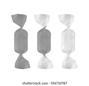 White and black foil food snack pack for candy and other products.
