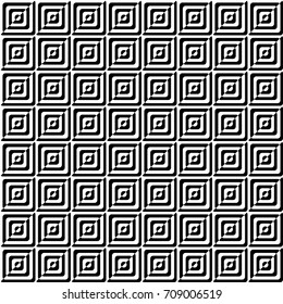 White and black geometric abstract seamless pattern. Creative round square design for poster, backdrop, template, fabric, textile, texture, wallpaper. EPS10 vector illustration. Retro style.