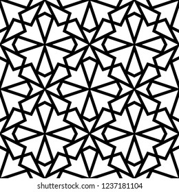 White and black geometric ornament. Seamless pattern for web, textile and wallpapers