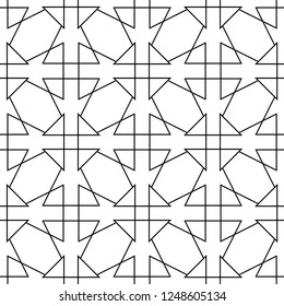 White and black geometric ornament. Seamless pattern