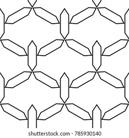 White and black geometric ornament. Seamless pattern