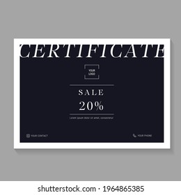 White and black gift voucher certificate coupon template. can be use for business shopping card, customer sale and promotion, layout, banner, web design. vector illustration