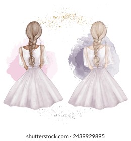 White and black girl in ball gowns