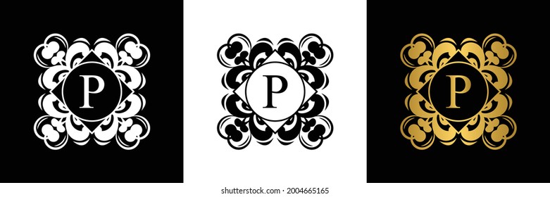 white black gold letter p template stock vector royalty free 2004665165 shutterstock