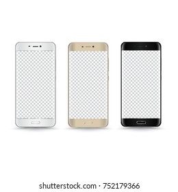 White Black Gold smartphone, mobile phone isolated, vector illustration image

