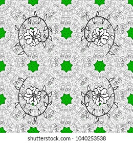 White, black and gray and colorful pattern. Elegant vector classic pattern. Seamless abstract background with repeating elements.