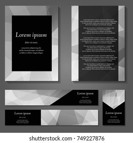 White, Black And Gray Vector Covers Set. Future Geometric Line Design Set. Abstract Gradient Pattern Background. Eps10. Can Be Use For Journal, Composition, Cover, Book, Certificate, Card, Flyer