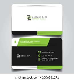 White Black and Green creative modern name card and business card with horizontal Curve Corner standard size vector template.