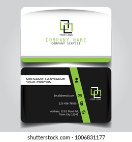 White Black and Green creative modern name card and business card with horizontal Curve Corner standard size vector template.