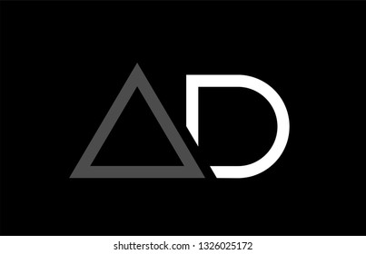 white black grey alphabet letter logo combination ad a d design suitable for a company or business