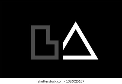 white black grey alphabet letter logo combination la l a design suitable for a company or business