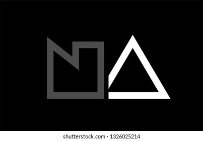 white black grey alphabet letter logo combination na n a design suitable for a company or business