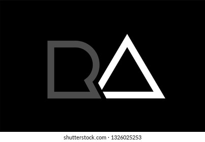 white black grey alphabet letter logo combination ra r a design suitable for a company or business