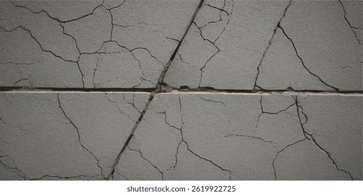 White black grey concrete wall, floor with cracks, texture background, cracked paint