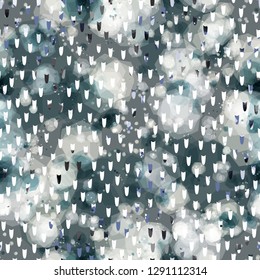 White, black, grey seamless texture with blots and decorative elements. Abstract vector background for web page, banners backdrop, fabric, home decor, wrapping